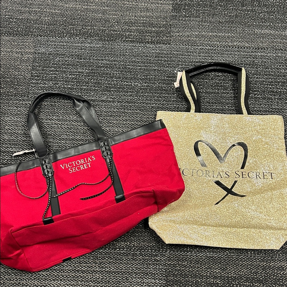 Victoria's Secret Red and Gold Tote Set